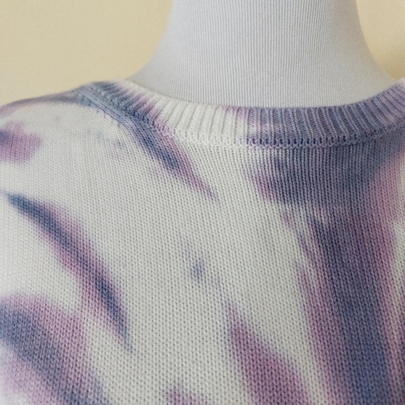 Design History Medium Purple Tie Dye Trippy Ribbed Thick Knit Sweater Womens - Picture 7 of 10